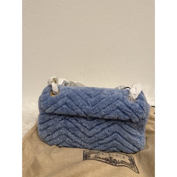 Gucci Marmont Shearling Fur GG Logo Jackie Ophidia Chain Blondie Shoulder Bag - Picture 5 of 9